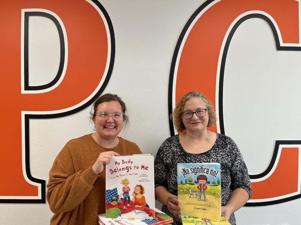 Annie Smith, Paton-Churdan Principal (left) and Sara Mi
